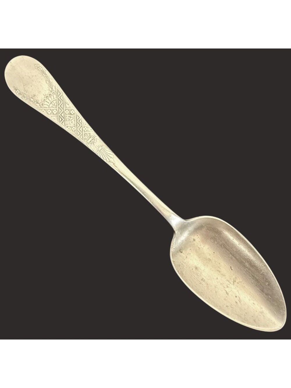 Antique 1890s Silver Metal Mfg Co Tablespoon Aesthetic Geometric Serving Spoon